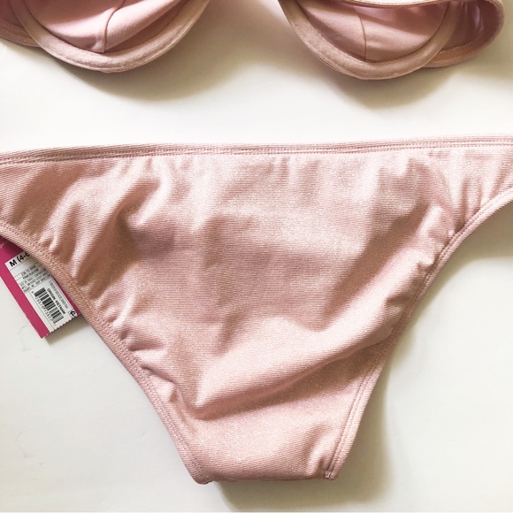 Xhilaration Pink Shimmer 2 piece Swimsuit Bikini S Top M bottoms New with Tags - Picture 8 of 8
